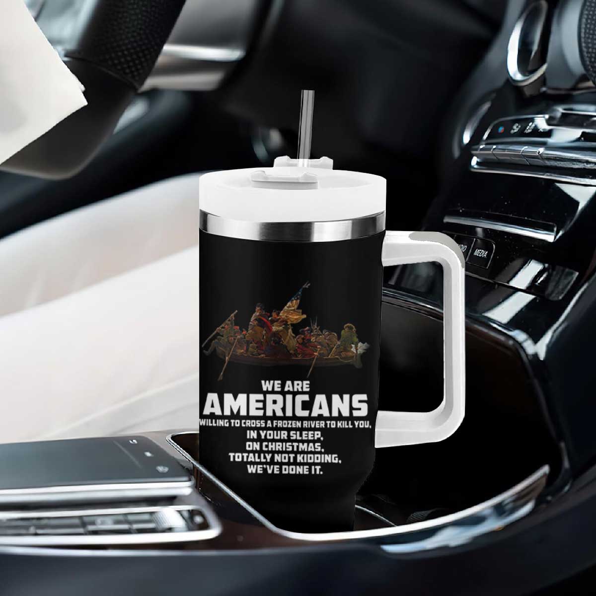 We Are Americans Funny Patriotic Tumbler With Handle Revolutionary War TS02 Print Your Wear