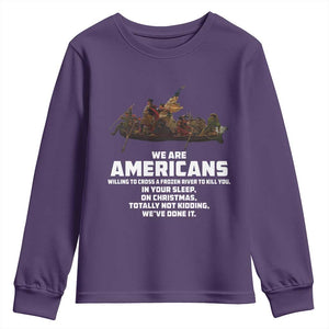 We Are Americans Funny Patriotic Youth Sweatshirt Revolutionary War TS02 Purple Print Your Wear
