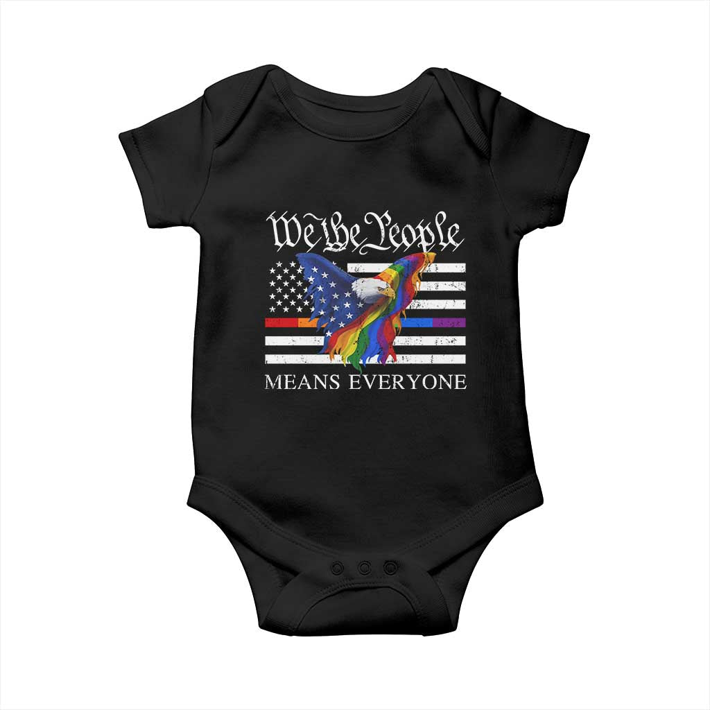 We The People Means Everyone US Constitution LGBT Pride Baby Onesie Rainbow Bald Eagle TS11 Black Print Your Wear
