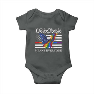 We The People Means Everyone US Constitution LGBT Pride Baby Onesie Rainbow Bald Eagle TS11 Dark Heather Print Your Wear
