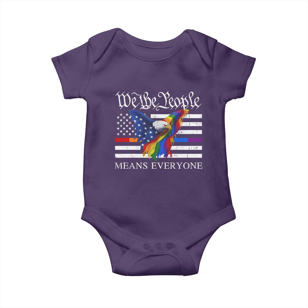 We The People Means Everyone US Constitution LGBT Pride Baby Onesie Rainbow Bald Eagle TS11 Purple Print Your Wear