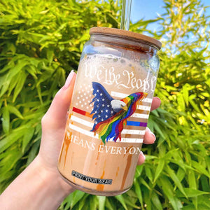 We The People Means Everyone US Constitution LGBT Pride Glass Can Rainbow Bald Eagle TS11 Print Your Wear