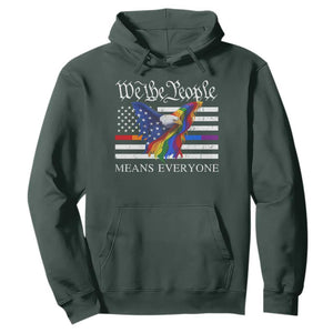 We The People Means Everyone US Constitution LGBT Pride Hoodie Rainbow Bald Eagle TS11 Dark Forest Green Print Your Wear