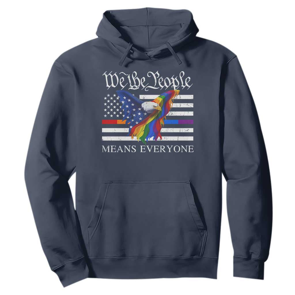 We The People Means Everyone US Constitution LGBT Pride Hoodie Rainbow Bald Eagle TS11 Navy Print Your Wear