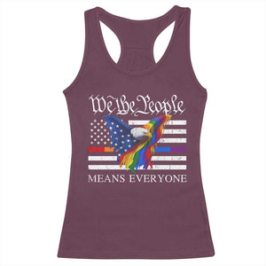 We The People Means Everyone US Constitution LGBT Pride Racerback Tank Top Rainbow Bald Eagle TS11 Maroon Print Your Wear