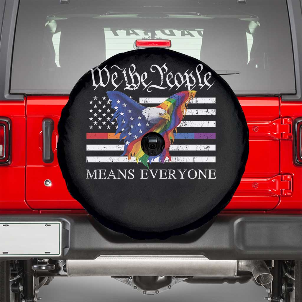 We The People Means Everyone US Constitution LGBT Pride Spare Tire Cover Rainbow Bald Eagle TS11 Black Print Your Wear
