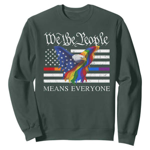 We The People Means Everyone US Constitution LGBT Pride Sweatshirt Rainbow Bald Eagle TS11 Dark Forest Green Print Your Wear