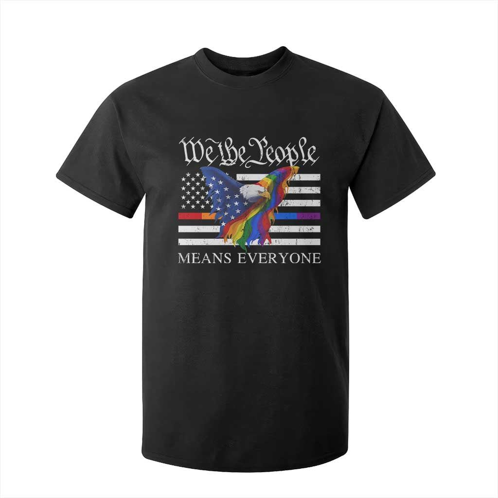 We The People Means Everyone US Constitution LGBT Pride T Shirt For Kid Rainbow Bald Eagle TS11 Black Print Your Wear