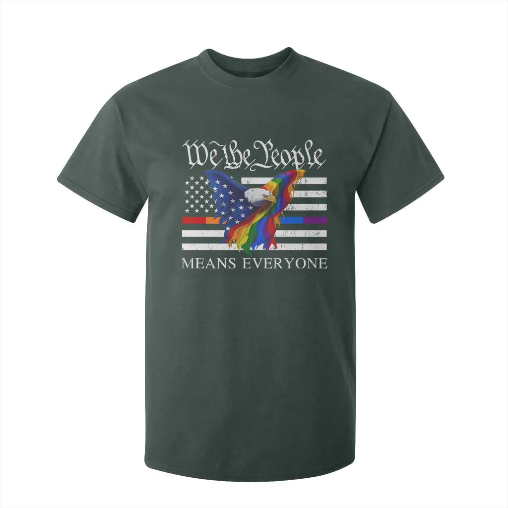 We The People Means Everyone US Constitution LGBT Pride T Shirt For Kid Rainbow Bald Eagle TS11 Dark Forest Green Print Your Wear