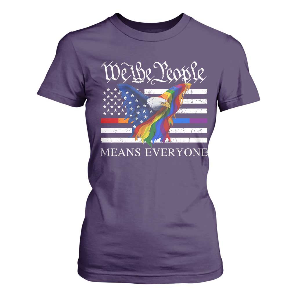 We The People Means Everyone US Constitution LGBT Pride T Shirt For Women Rainbow Bald Eagle TS11 Purple Print Your Wear