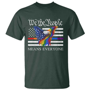 We The People Means Everyone US Constitution LGBT Pride T Shirt Rainbow Bald Eagle TS11 Dark Forest Green Print Your Wear