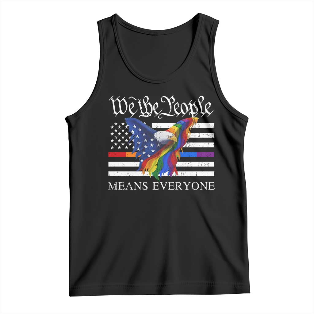 We The People Means Everyone US Constitution LGBT Pride Tank Top Rainbow Bald Eagle TS11 Black Print Your Wear