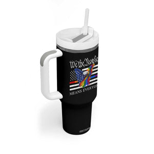 We The People Means Everyone US Constitution LGBT Pride Tumbler With Handle Rainbow Bald Eagle TS11 Print Your Wear