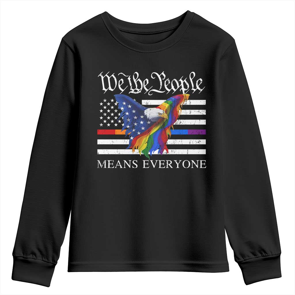 We The People Means Everyone US Constitution LGBT Pride Youth Sweatshirt Rainbow Bald Eagle TS11 Black Print Your Wear