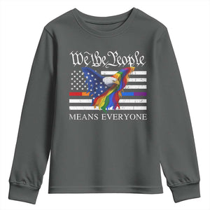 We The People Means Everyone US Constitution LGBT Pride Youth Sweatshirt Rainbow Bald Eagle TS11 Dark Heather Print Your Wear