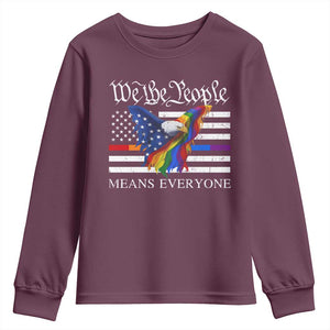 We The People Means Everyone US Constitution LGBT Pride Youth Sweatshirt Rainbow Bald Eagle TS11 Maroon Print Your Wear