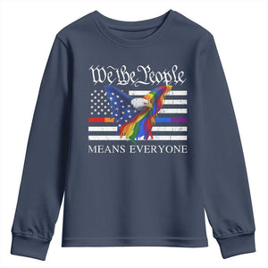 We The People Means Everyone US Constitution LGBT Pride Youth Sweatshirt Rainbow Bald Eagle TS11 Navy Print Your Wear