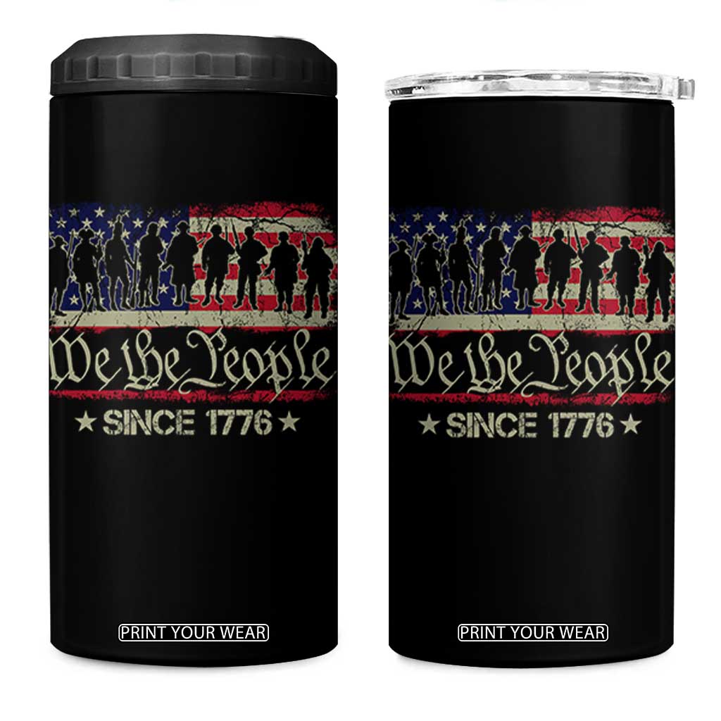 We The People Since 1776 4 in 1 Can Cooler Tumbler US Military Army Birthday Vintage American Flag TS11 One Size: 16 oz Black Print Your Wear