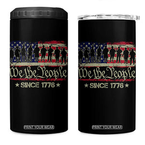 We The People Since 1776 4 in 1 Can Cooler Tumbler US Military Army Birthday Vintage American Flag TS11 One Size: 16 oz Black Print Your Wear