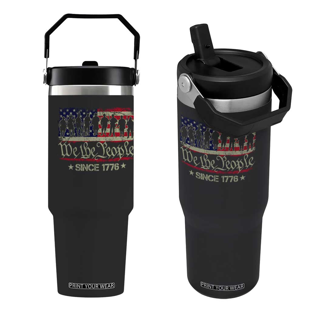 We The People Since 1776 Flip Straw Tumbler 250 Years America Anniversary Vintage American Flag TS11 One Size: 30 oz Black Print Your Wear