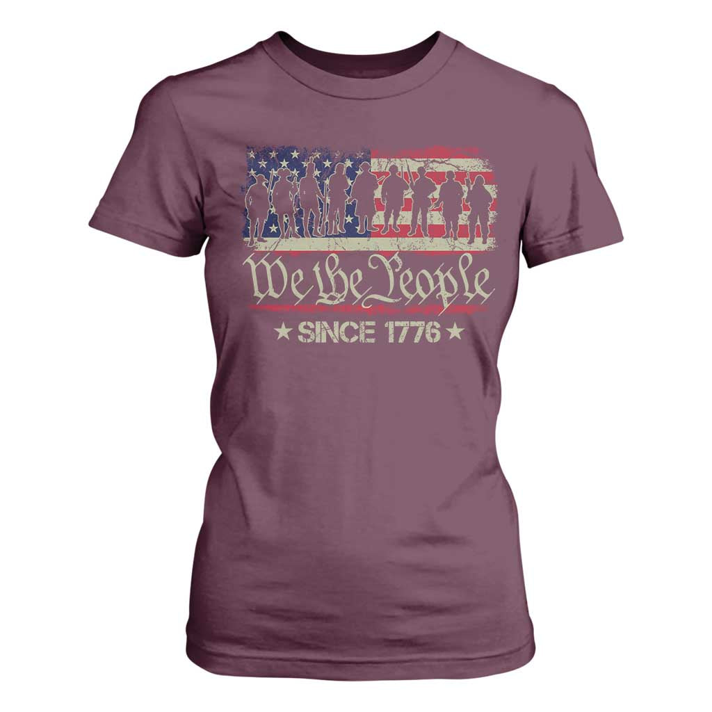 We The People Since 1776 T Shirt For Women 250 Years America Anniversary Vintage American Flag TS11 Maroon Print Your Wear