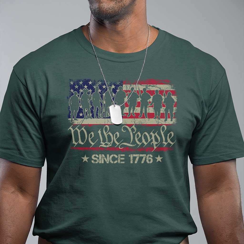 We The People Since 1776 T Shirt 250 Years America Anniversary Vintage American Flag TS11 Dark Forest Green Print Your Wear