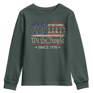 We The People Since 1776 Youth Sweatshirt 250 Years America Anniversary Vintage American Flag TS11 Dark Forest Green Print Your Wear
