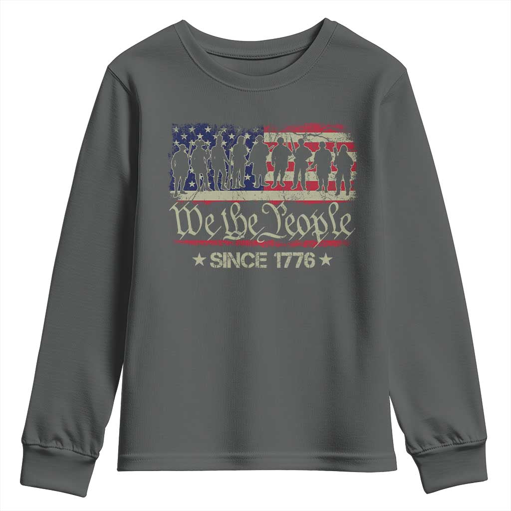 We The People Since 1776 Youth Sweatshirt 250 Years America Anniversary Vintage American Flag TS11 Dark Heather Print Your Wear