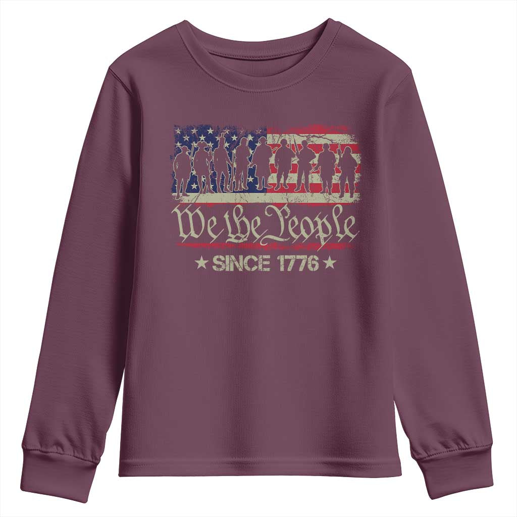 We The People Since 1776 Youth Sweatshirt 250 Years America Anniversary Vintage American Flag TS11 Maroon Print Your Wear