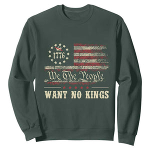 We The People Want No Kings Sweatshirt Retro June 14th Vintage 1776 Flag Patriotic TS02 Dark Forest Green Print Your Wear