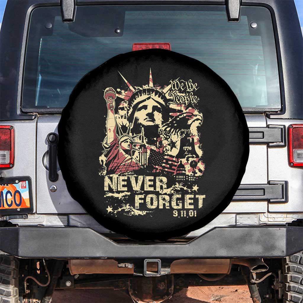 We Will Never Forget Spare Tire Cover American Memorial Patriot Day TS02 No hole Black Print Your Wear
