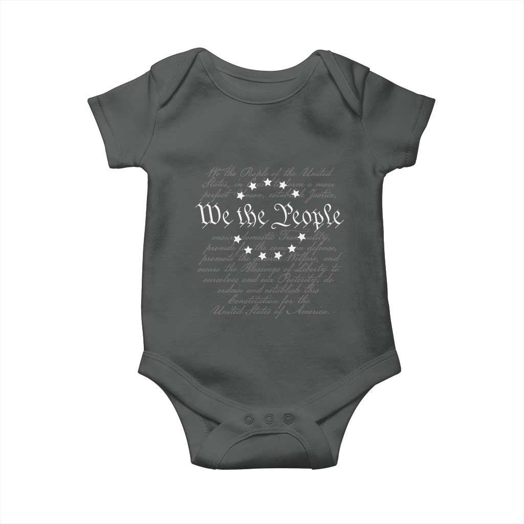 We the People Baby Onesie US Constitution Preamble 4th Of July Patriotic Stars TS02 Dark Heather Print Your Wear