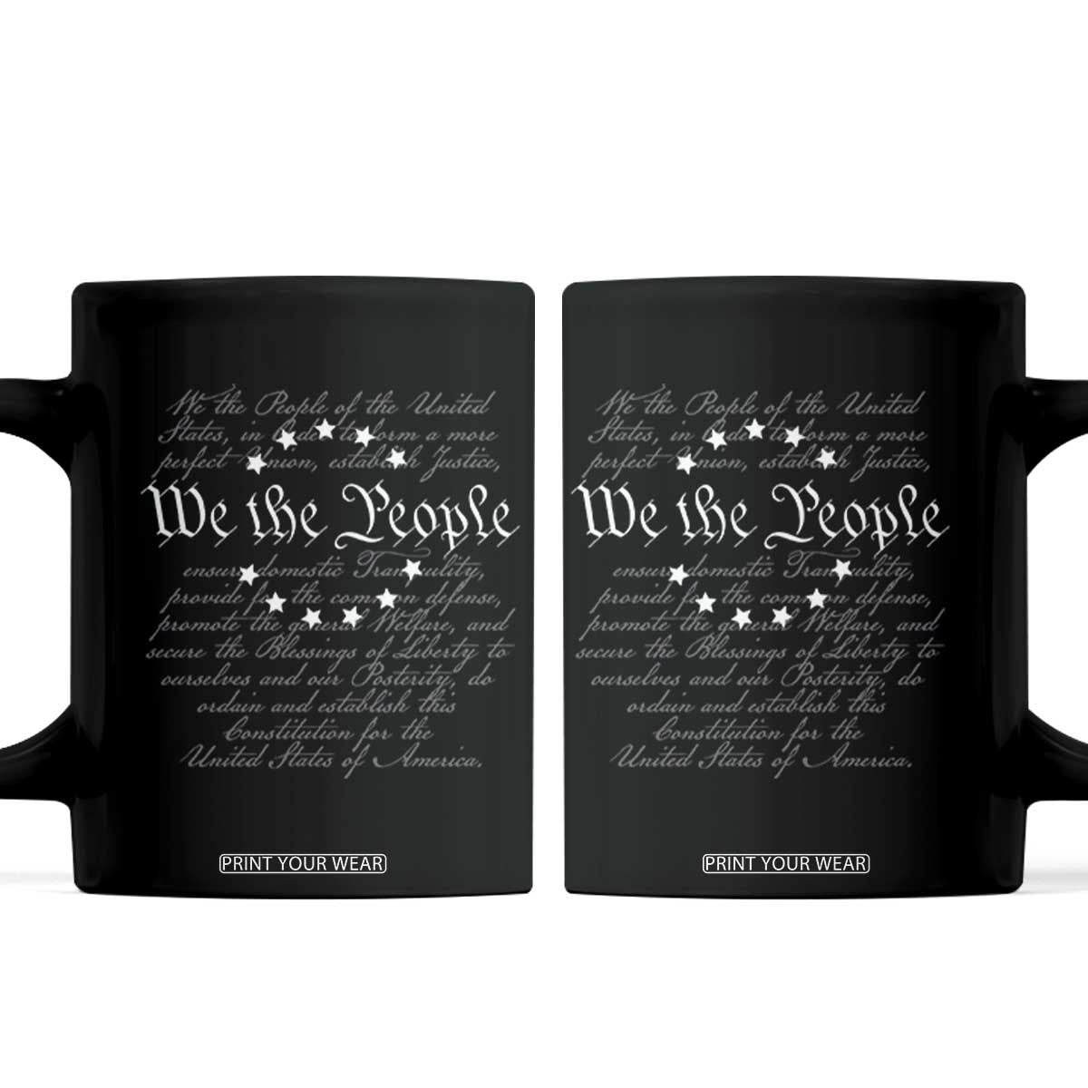 We the People Coffee Mug US Constitution Preamble 4th Of July Patriotic Stars TS02 Black Print Your Wear