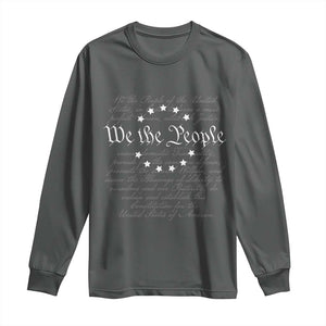 We the People Long Sleeve Shirt US Constitution Preamble 4th Of July Patriotic Stars TS02 Dark Heather Print Your Wear