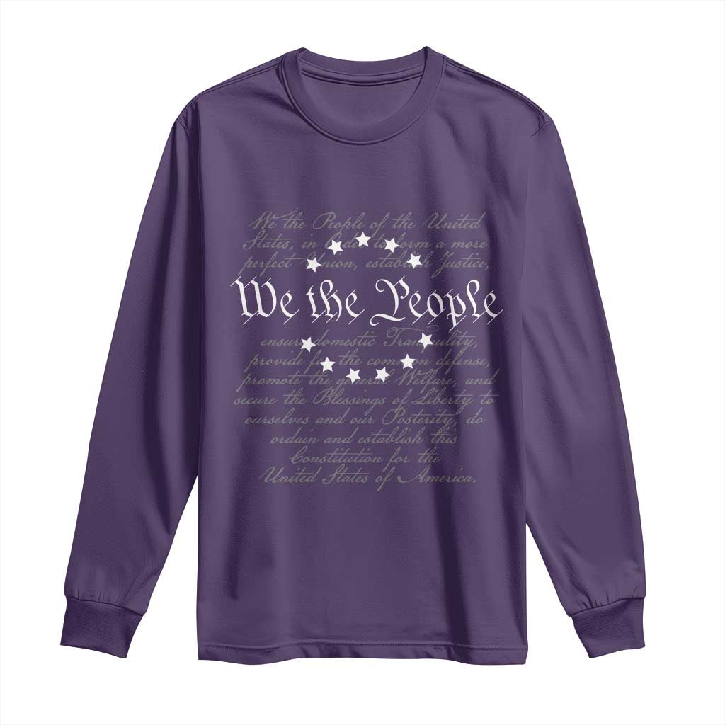 We the People Long Sleeve Shirt US Constitution Preamble 4th Of July Patriotic Stars TS02 Purple Print Your Wear