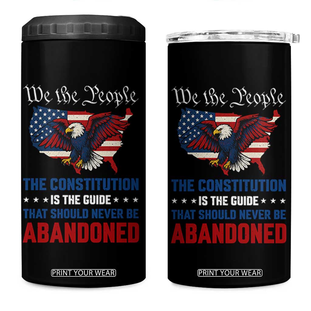 We the People Patriotic Eagle 4 in 1 Can Cooler Tumbler Defend the Constitution American Flag TS02 One Size: 16 oz Black Print Your Wear