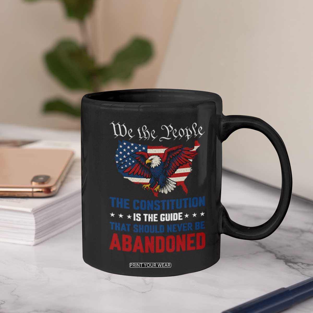 We the People Patriotic Eagle Coffee Mug Defend the Constitution American Flag TS02 Print Your Wear
