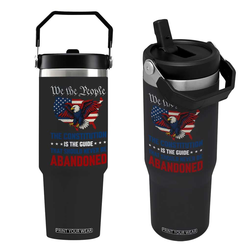 We the People Patriotic Eagle Flip Straw Tumbler Defend the Constitution American Flag TS02 One Size: 30 oz Black Print Your Wear