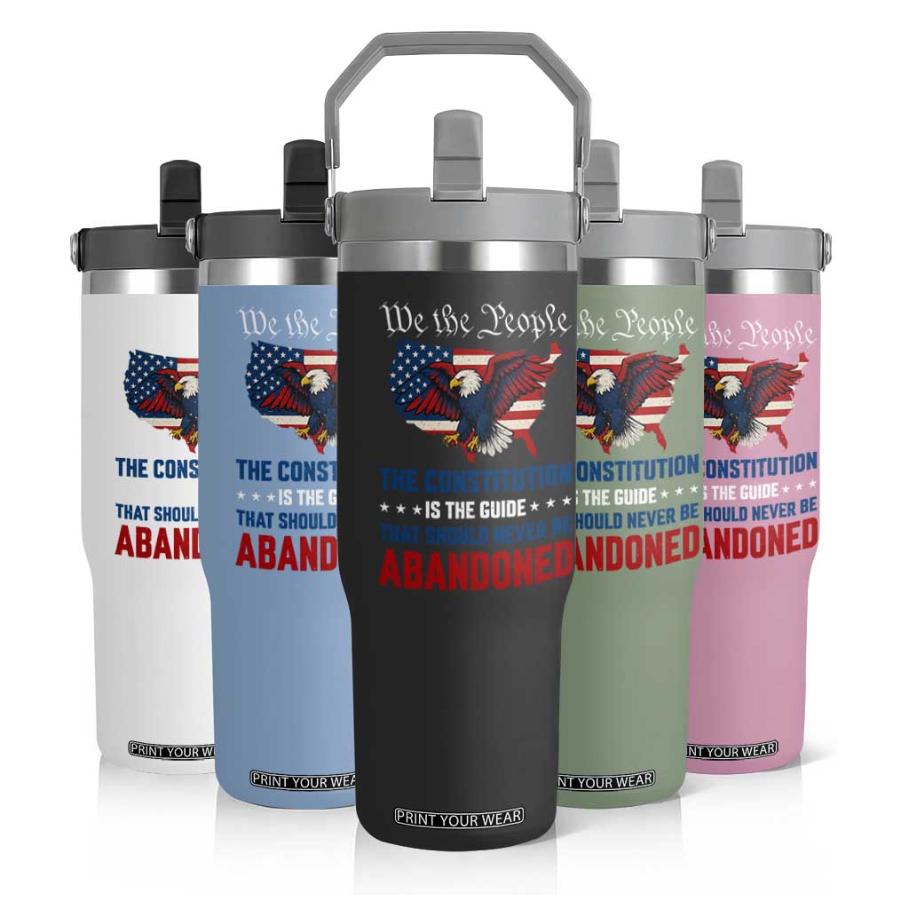 We the People Patriotic Eagle Flip Straw Tumbler Defend the Constitution American Flag TS02 Print Your Wear