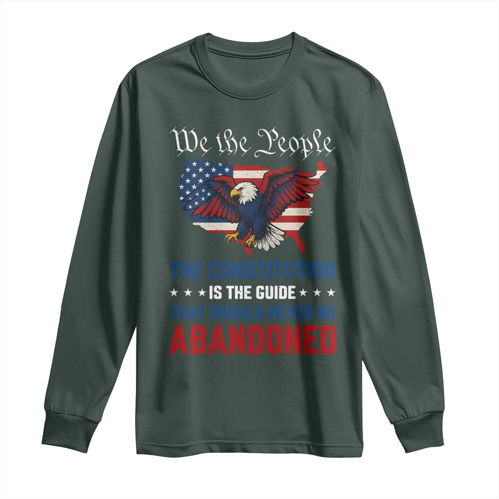 We the People Patriotic Eagle Long Sleeve Shirt Defend the Constitution American Flag TS02 Dark Forest Green Print Your Wear