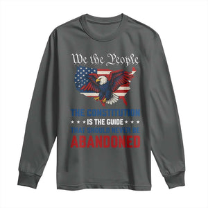 We the People Patriotic Eagle Long Sleeve Shirt Defend the Constitution American Flag TS02 Dark Heather Print Your Wear