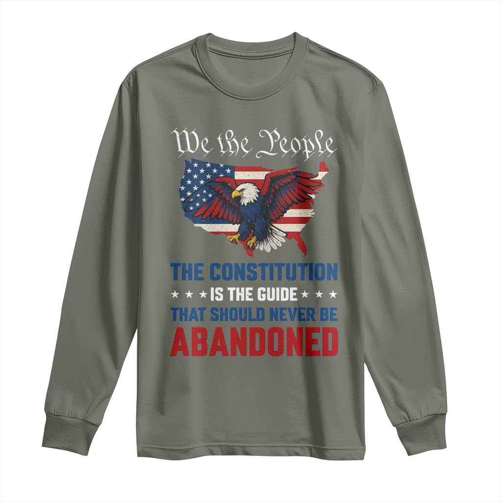 We the People Patriotic Eagle Long Sleeve Shirt Defend the Constitution American Flag TS02 Military Green Print Your Wear