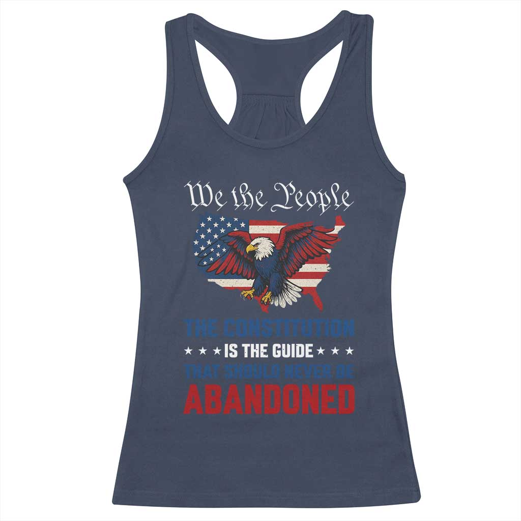 We the People Patriotic Eagle Racerback Tank Top Defend the Constitution American Flag TS02 Navy Print Your Wear