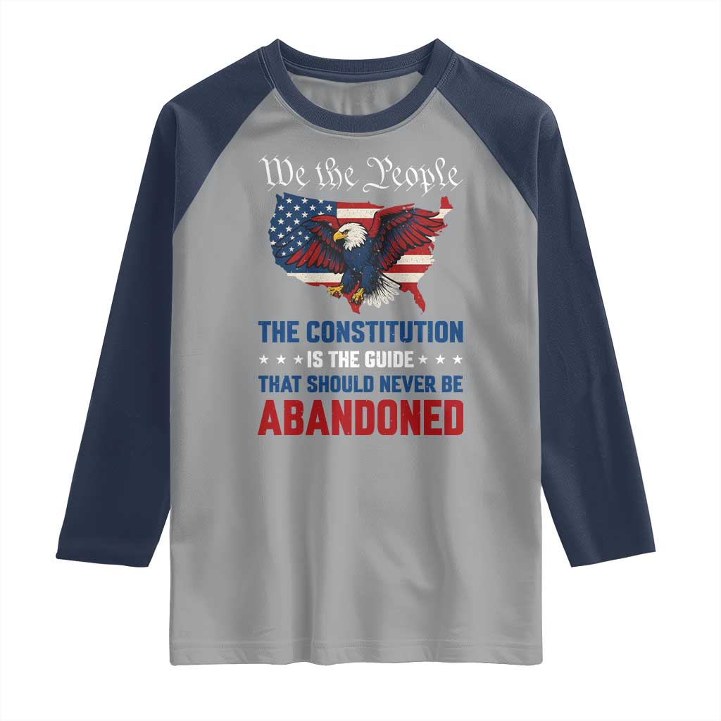 We the People Patriotic Eagle Raglan Shirt Defend the Constitution American Flag TS02 Sport Gray Navy Print Your Wear