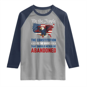 We the People Patriotic Eagle Raglan Shirt Defend the Constitution American Flag TS02 Sport Gray Navy Print Your Wear