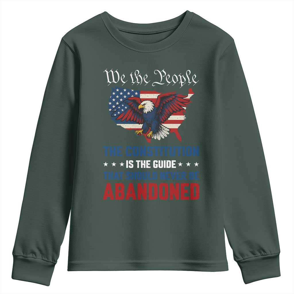 We the People Patriotic Eagle Youth Sweatshirt Defend the Constitution American Flag TS02 Dark Forest Green Print Your Wear