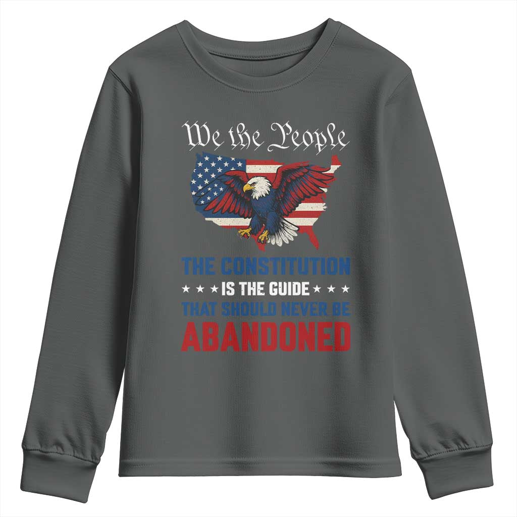 We the People Patriotic Eagle Youth Sweatshirt Defend the Constitution American Flag TS02 Dark Heather Print Your Wear