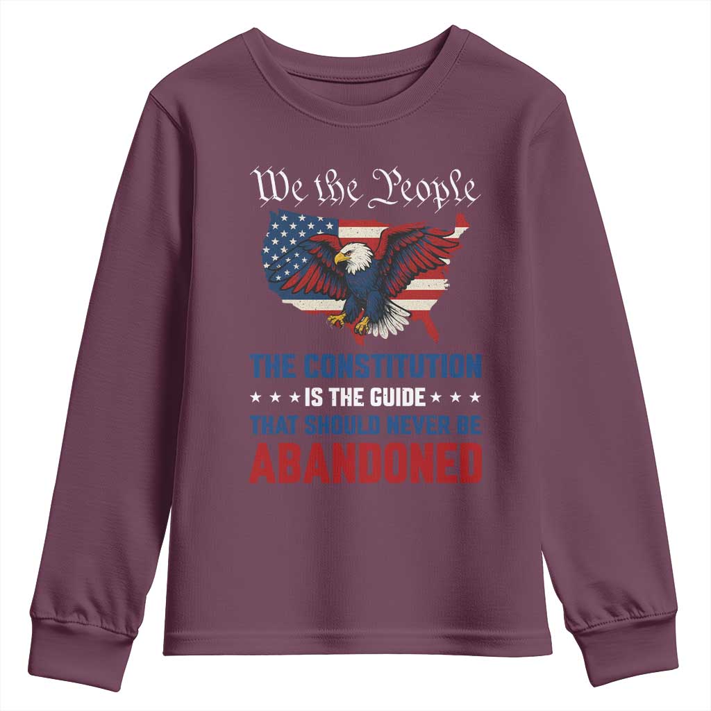 We the People Patriotic Eagle Youth Sweatshirt Defend the Constitution American Flag TS02 Maroon Print Your Wear