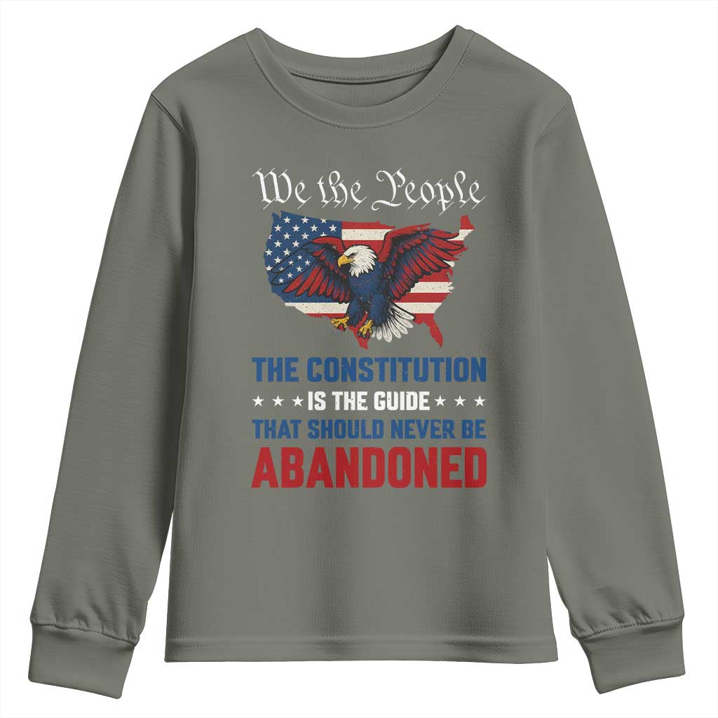 We the People Patriotic Eagle Youth Sweatshirt Defend the Constitution American Flag TS02 Military Green Print Your Wear