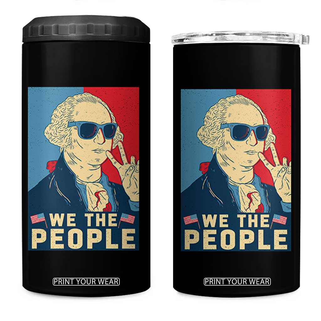 We the People Retro George Washington 4 in 1 Can Cooler Tumbler Patriotic American Founding Fathers Peace Sign TS02 One Size: 16 oz Black Print Your Wear